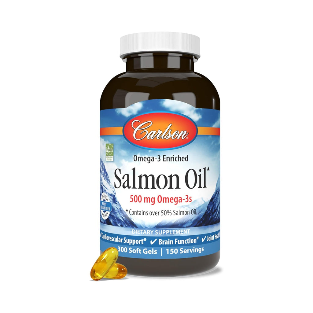 Carlson Labs Aceite de Salmón Noruego 500 mg Omega-3 300 Cápsulas Blandas