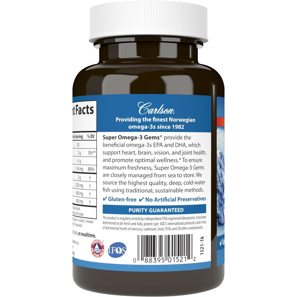 Carlson Labs Super Omega 3 1200 mg 100 Cápsulas Blandas