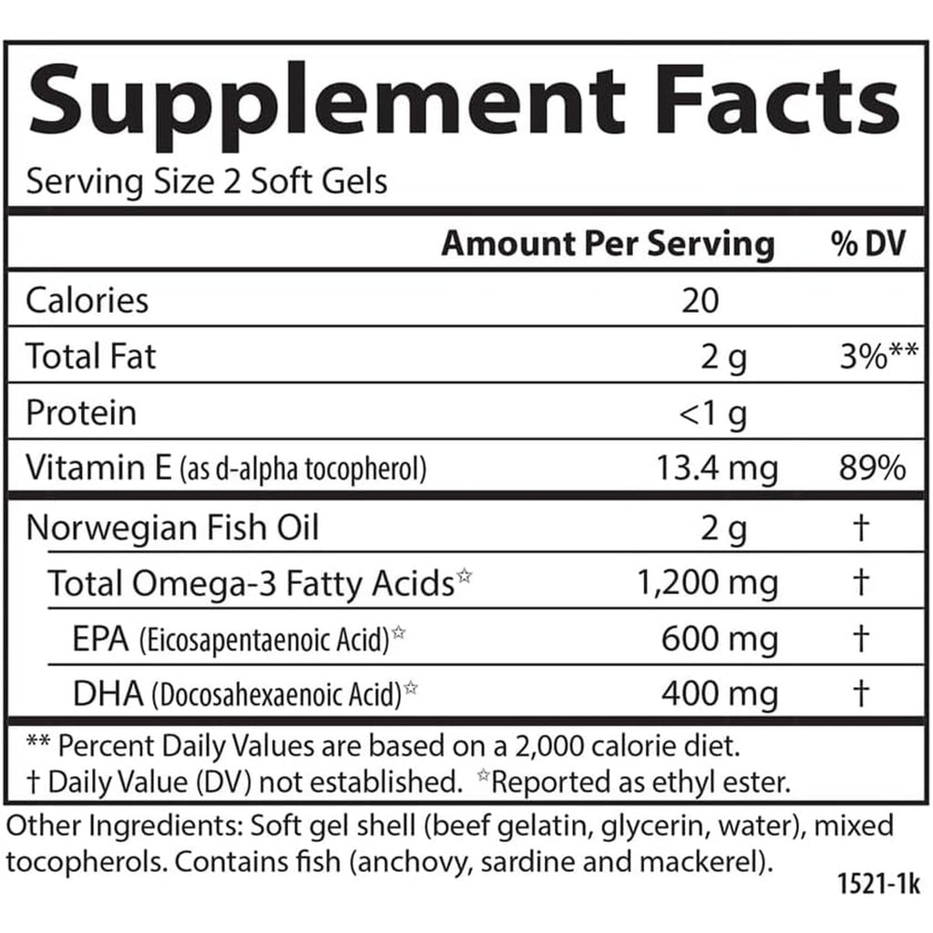 Carlson Labs Super Omega 3 1200 mg 100 Cápsulas Blandas