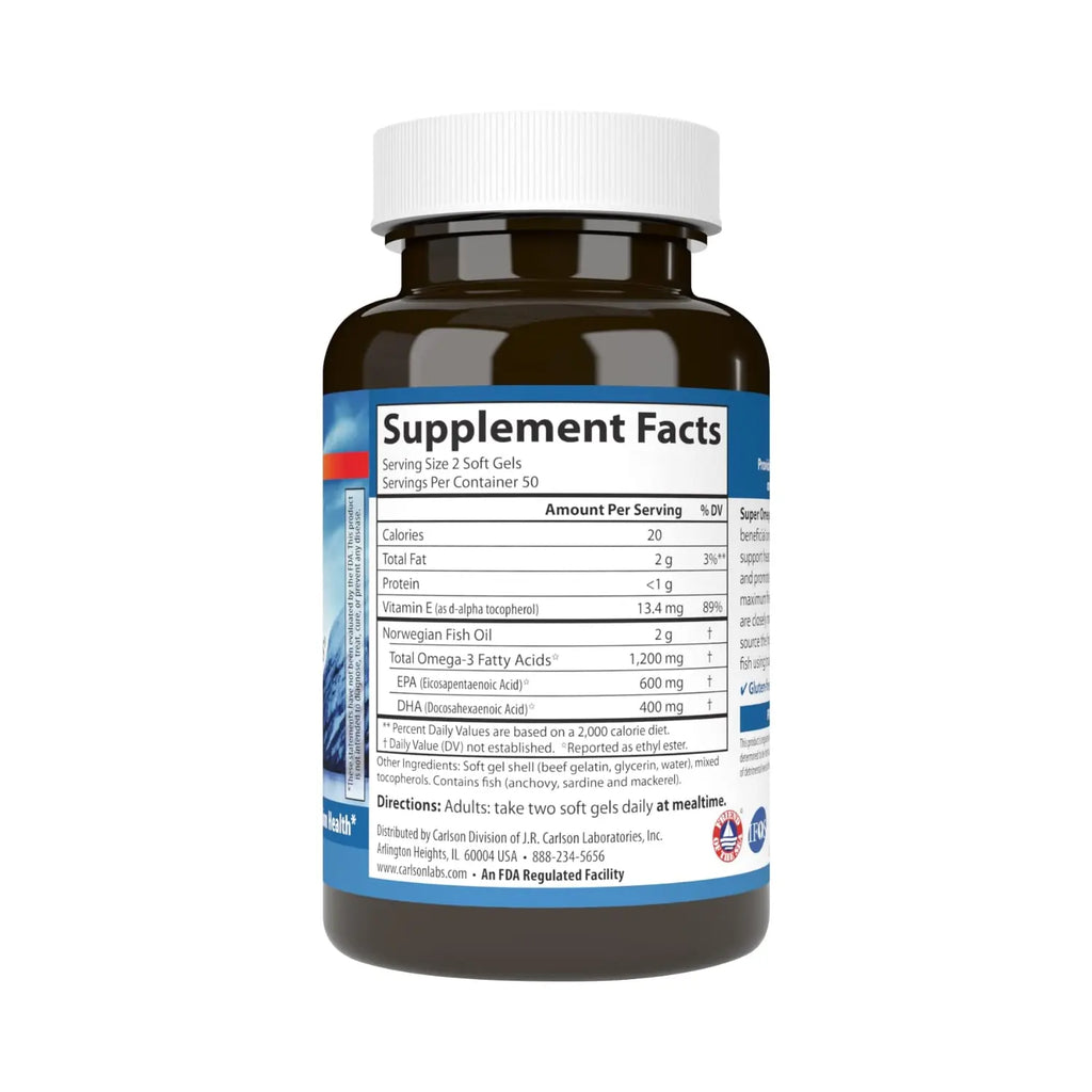 Carlson Labs, Super Omega-3 Gems 600 Mg, 100 + 30 Caps Sfn