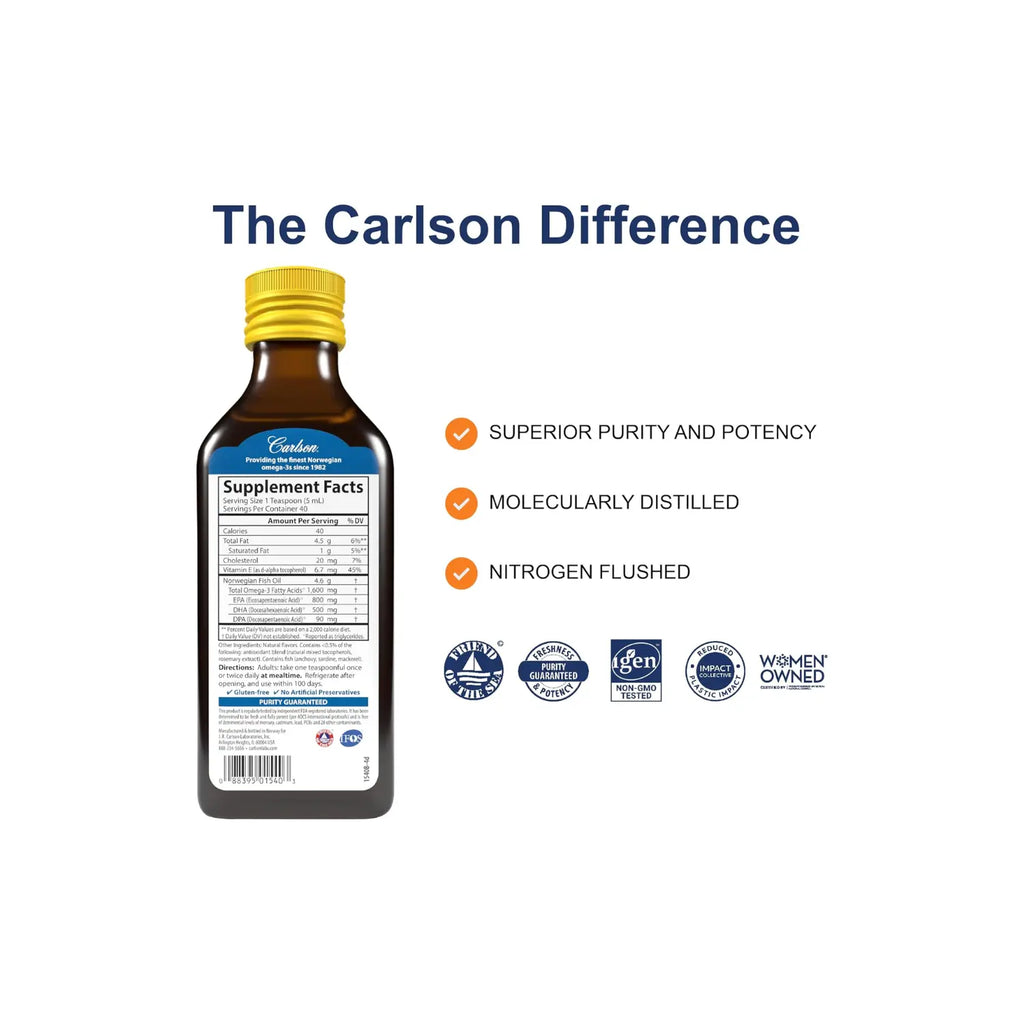 CARLSON LABS ACEITE DE PESCADO 1600 MG, 200 ML SFN