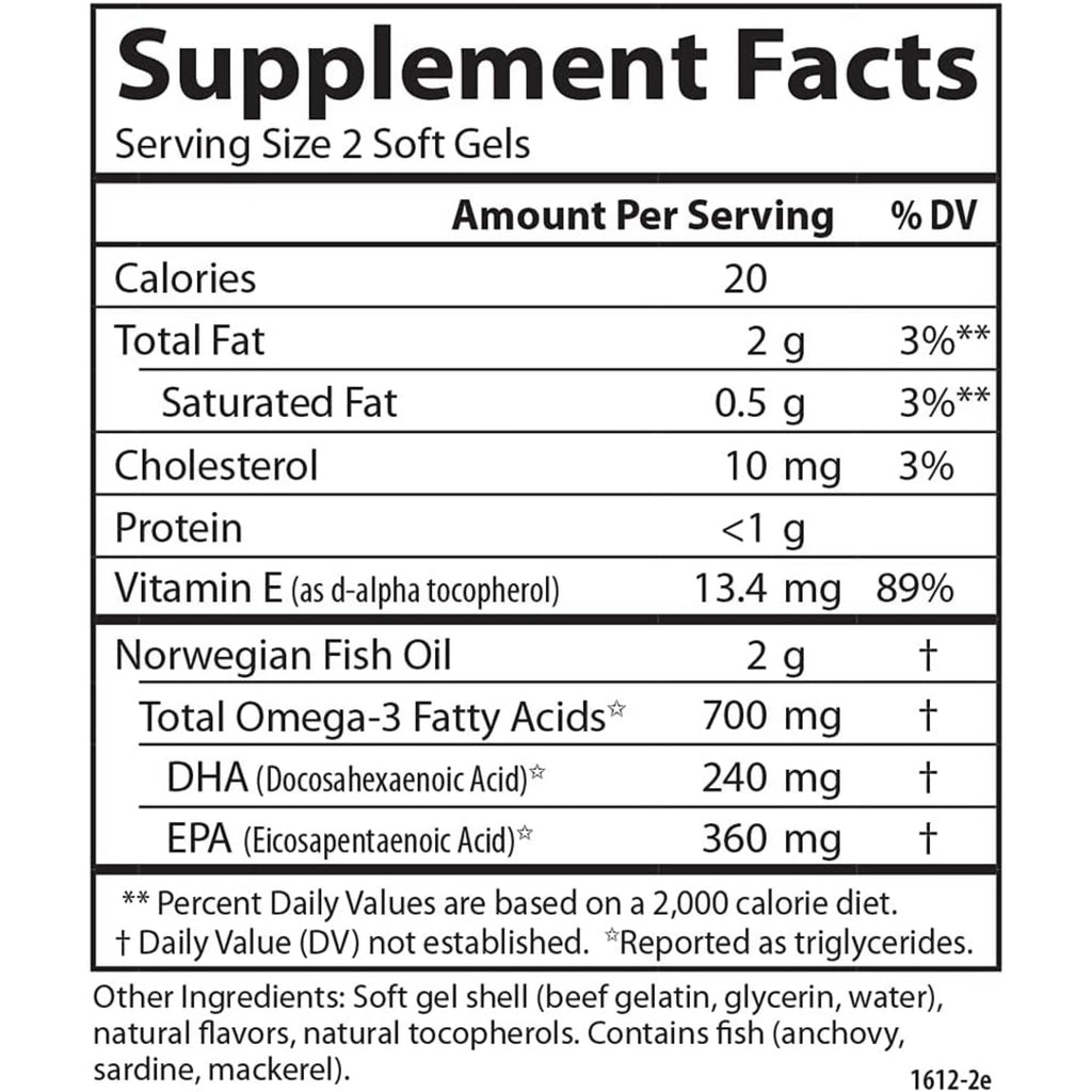 Carlson Labs Teen's Smart Catch Omega-3 700 mg 180 Cápsulas Blandas