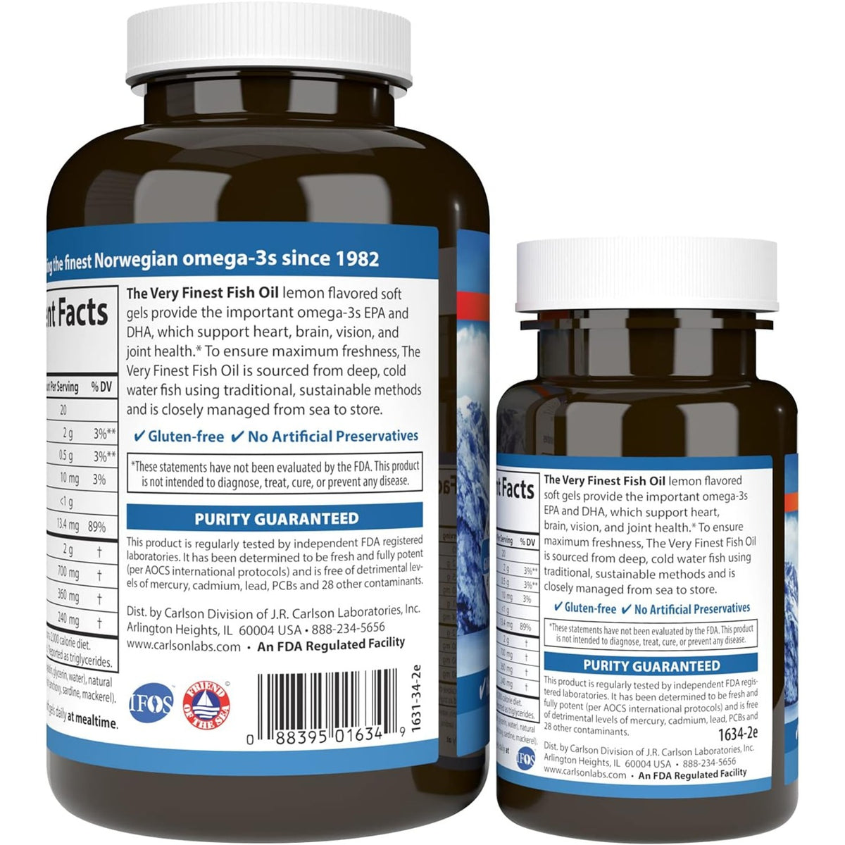 Carlson Labs The Very Finest Fish Oil Aceite de Pescado 700 mg 120+30 Cápsulas Blandas Limón