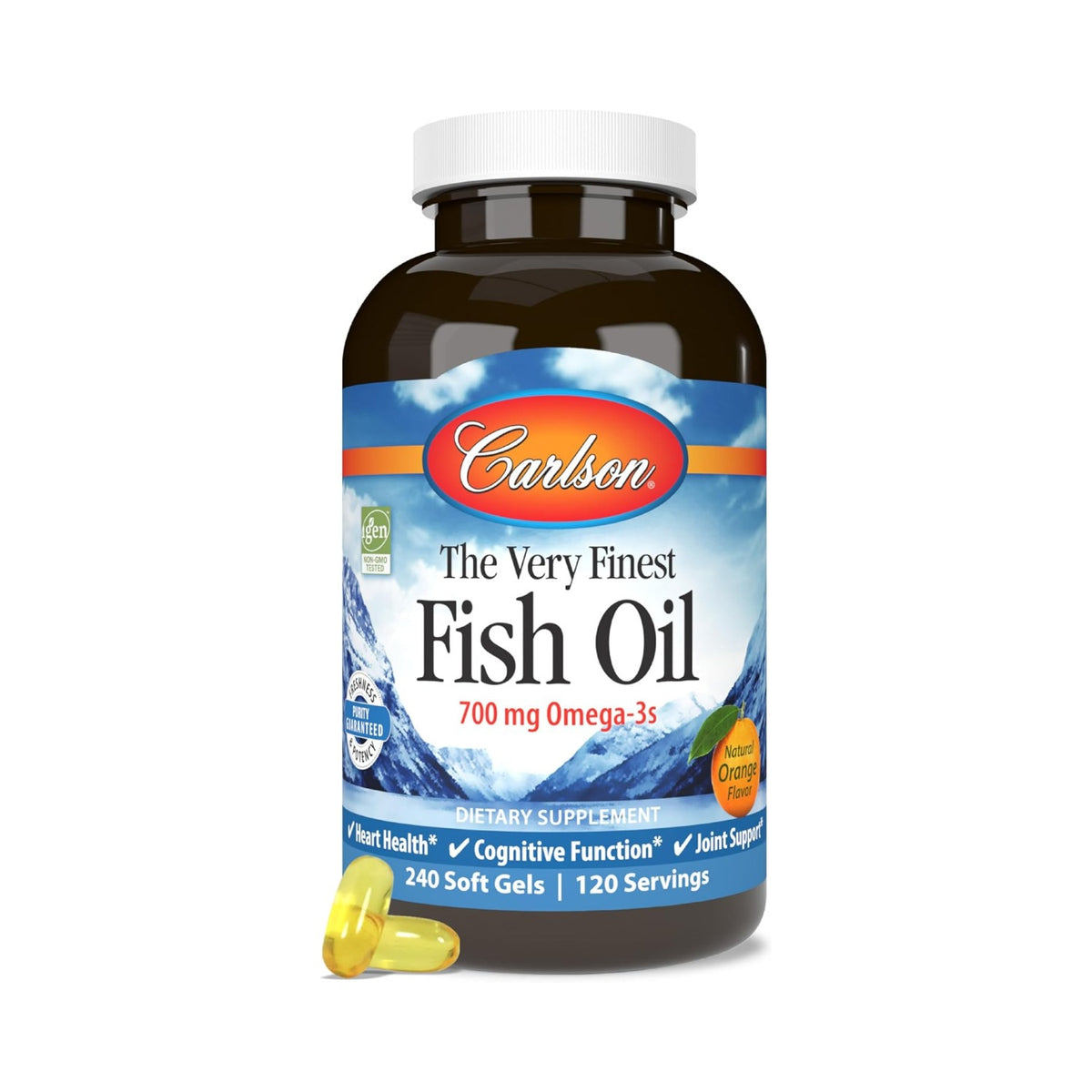 Carlson Labs The Very Finest Fish Oil Aceite de Pescado 700 mg 240 Cápsulas Blandas Naranja