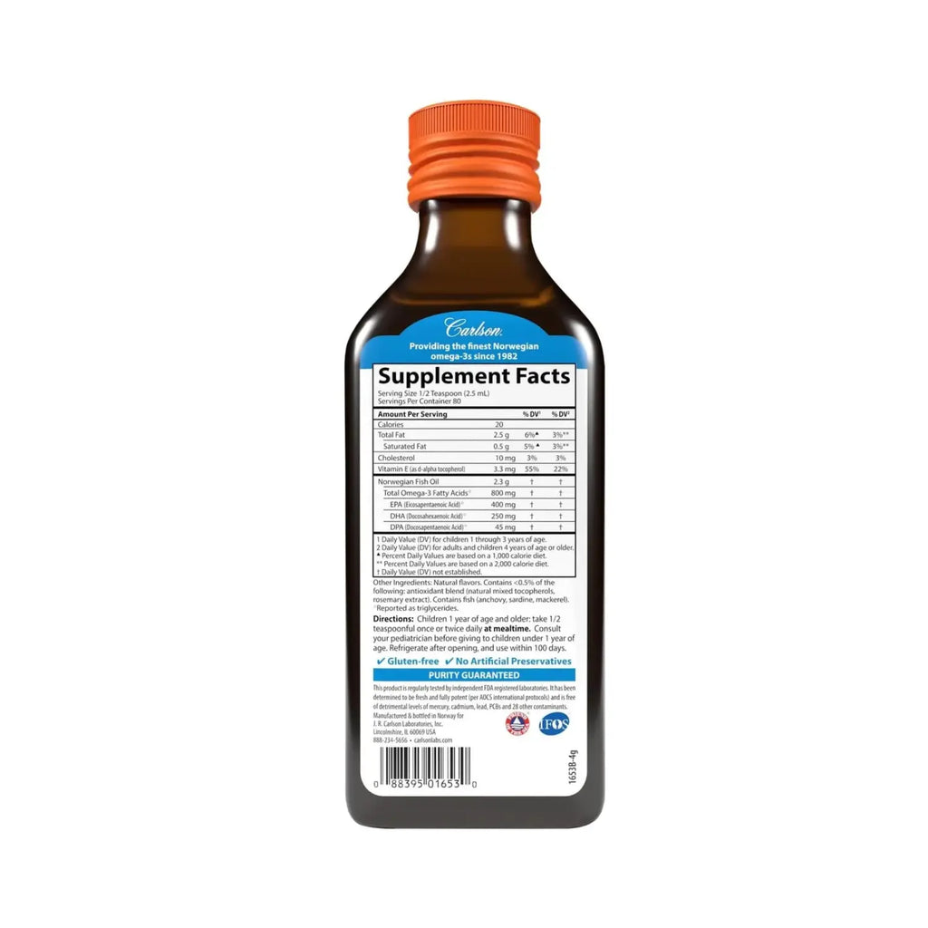 CARLSON LABS KID'S ACEITE DE PESCADO 800 MG, 200 ML SFN