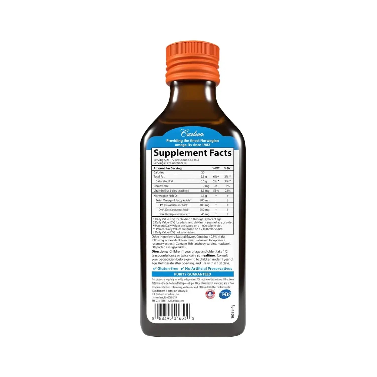 CARLSON LABS KID'S ACEITE DE PESCADO 800 MG, 200 ML SFN