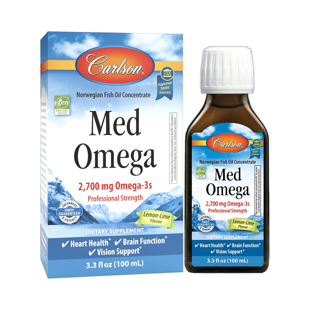 Carlson Labs Med Omega Aceite de Pescado Líquido 2700 mg 100 ml Lima-Limón
