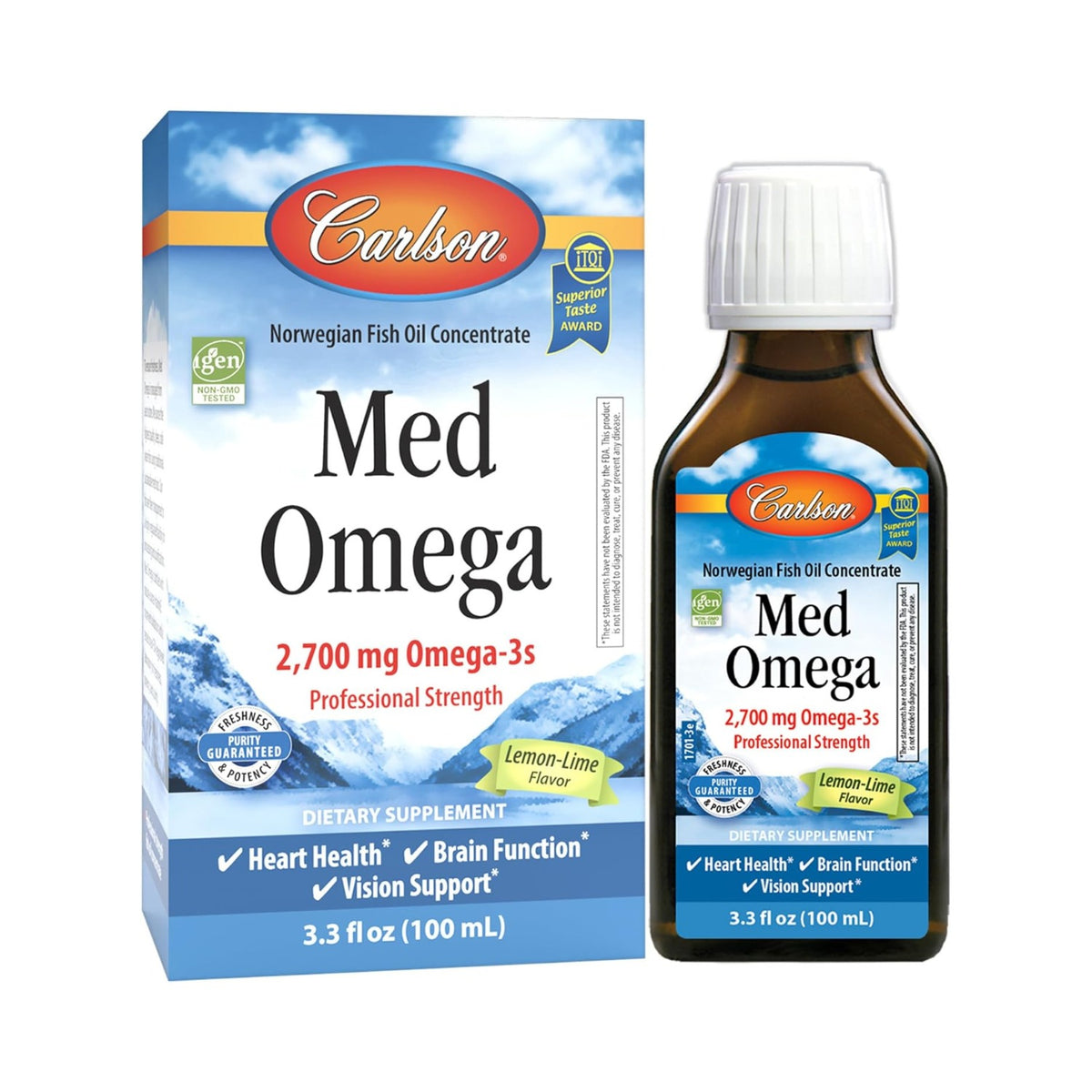 Carlson Labs Med Omega Aceite de Pescado Líquido 2700 mg 100 ml Lima-Limón