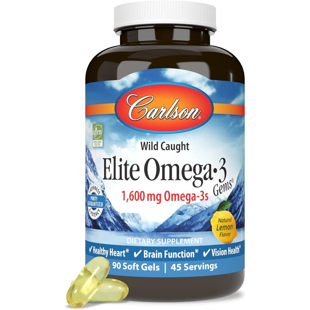 Carlson Labs Elite Omega-3 Gems 1600 mg 90 Cápsulas Blandas Limón