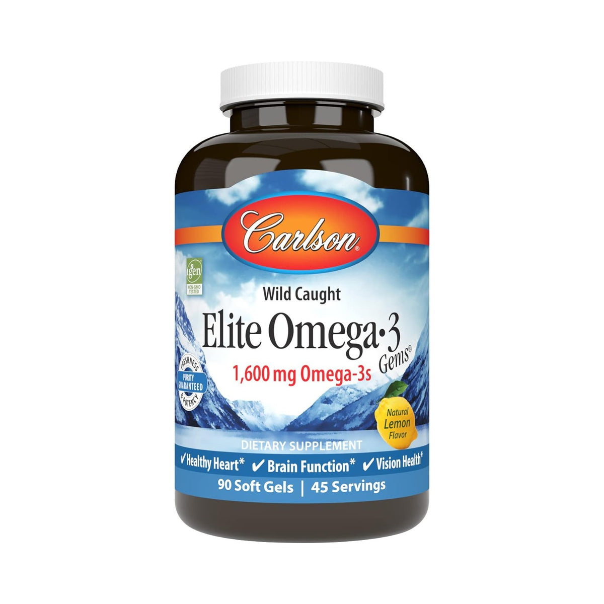 Carlson Labs Elite Omega-3 Gems 1600 mg 90 Cápsulas Blandas Limón