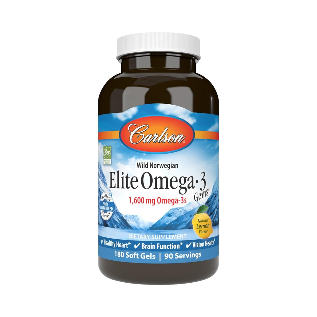 Carlson Labs Elite Omega-3 Gems 1600 mg 180 Cápsulas Blandas Limón