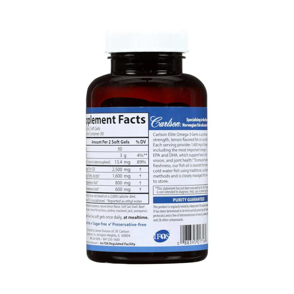 Carlson Labs Elite Omega 3 1600 Mg 60 Softgels Sfn