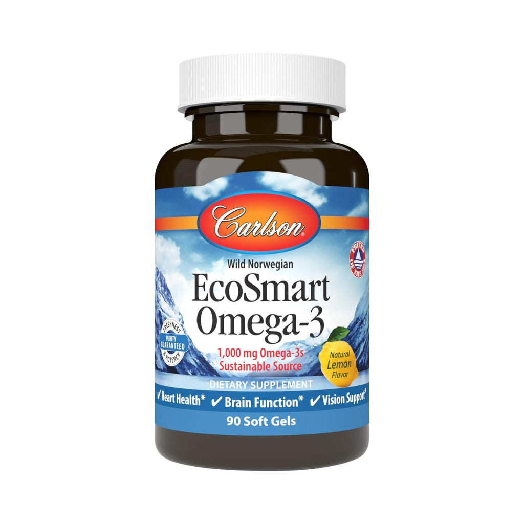 Carlson Labs EcoSmart Omega-3 Aceite de Calamar 1000 mg 90 Cápsulas Blandas Limón