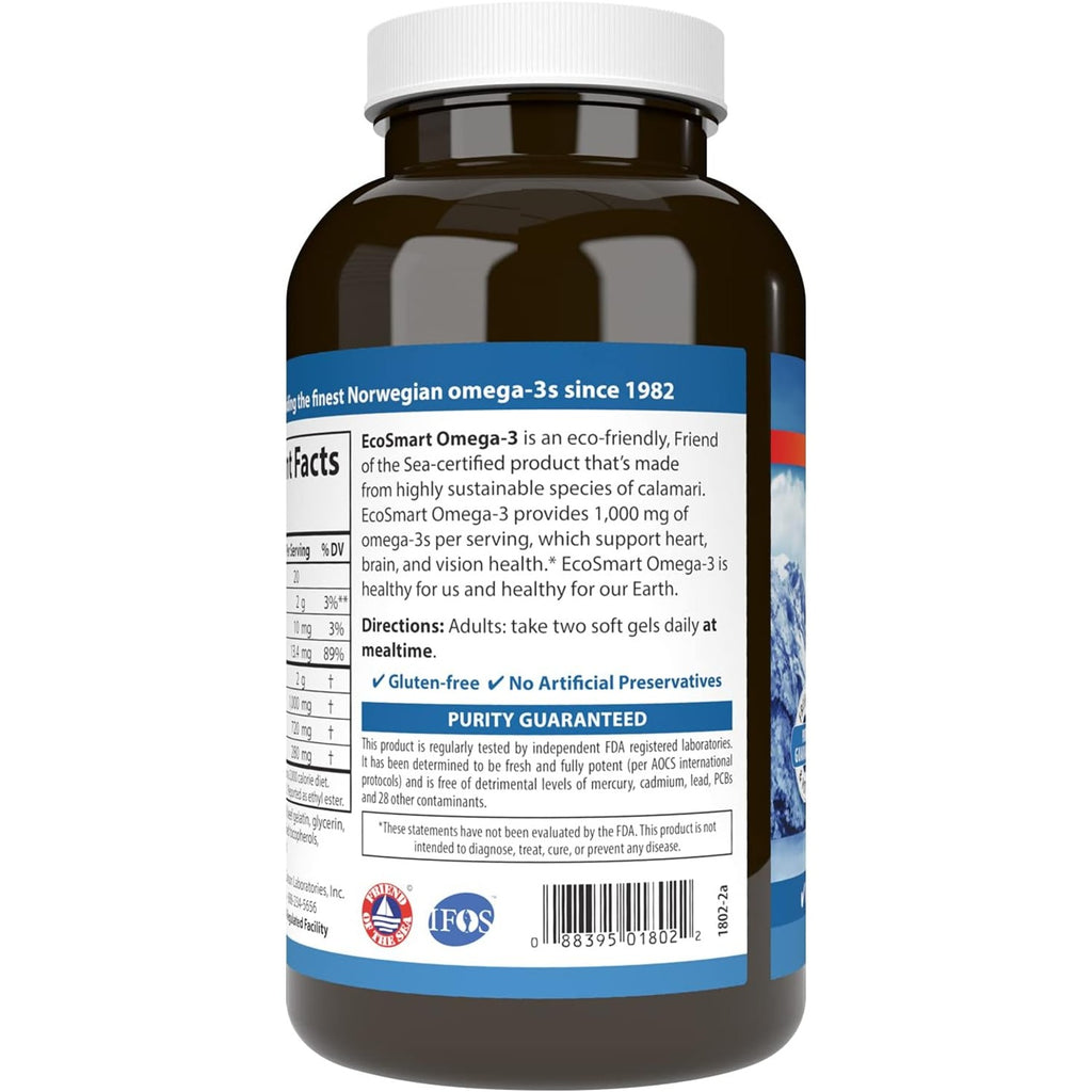 Carlson Labs EcoSmart Omega-3 Aceite de Calamar 1000 mg 180 Cápsulas Blandas