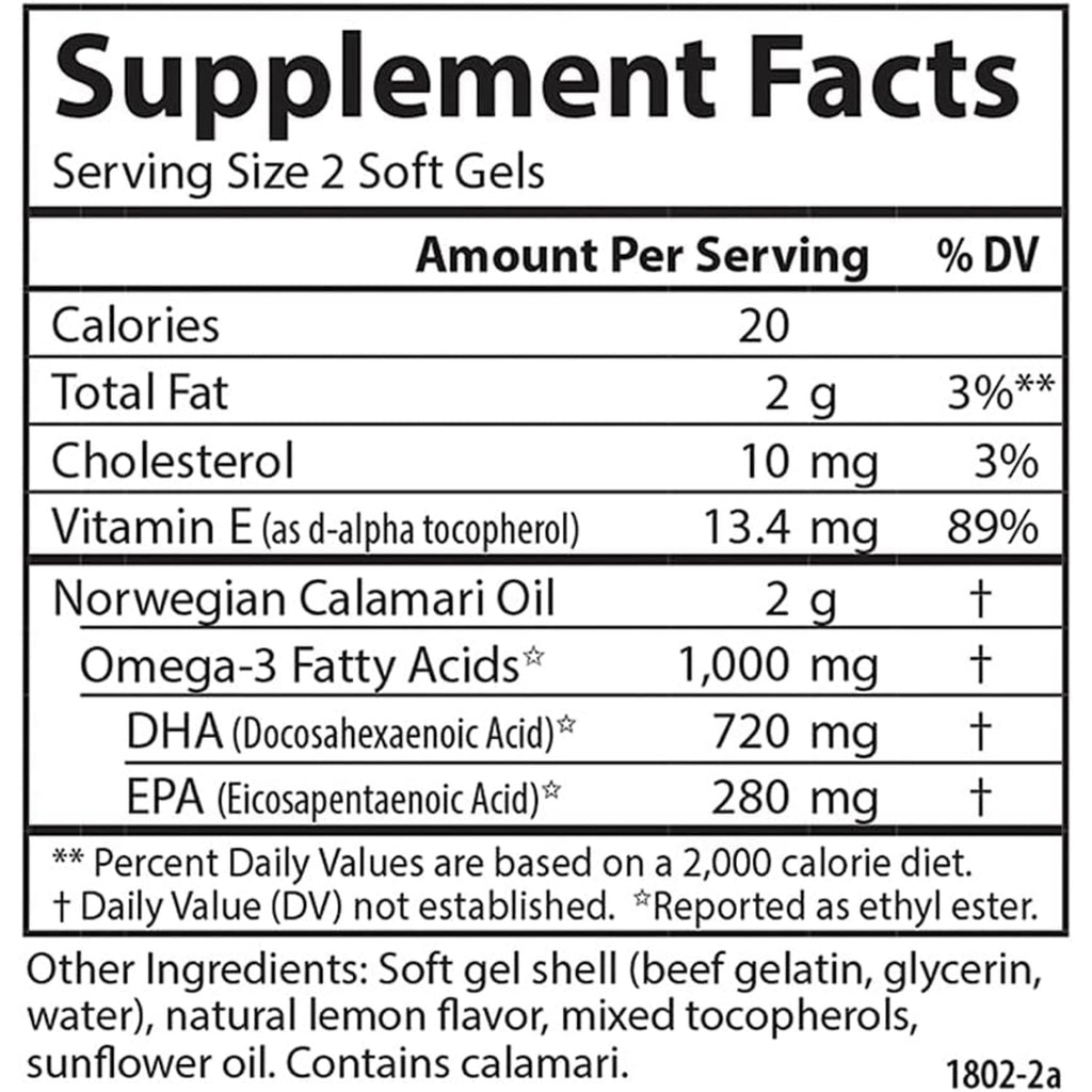 Carlson Labs EcoSmart Omega-3 Aceite de Calamar 1000 mg 180 Cápsulas Blandas