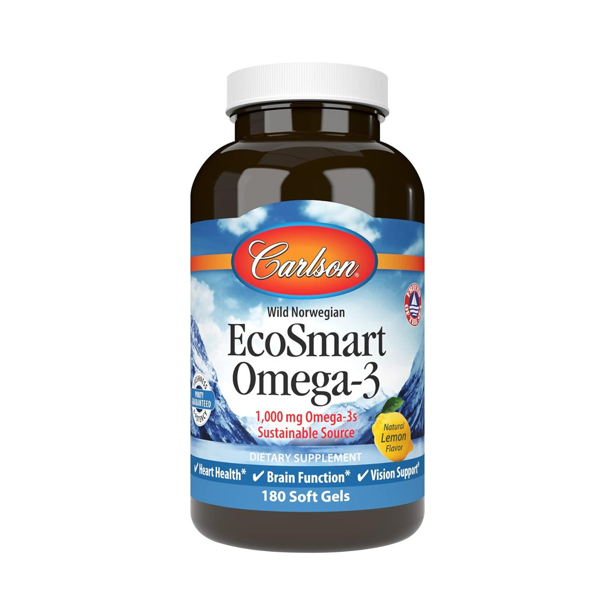 Carlson Labs EcoSmart Omega-3 Aceite de Calamar 1000 mg 180 Cápsulas Blandas
