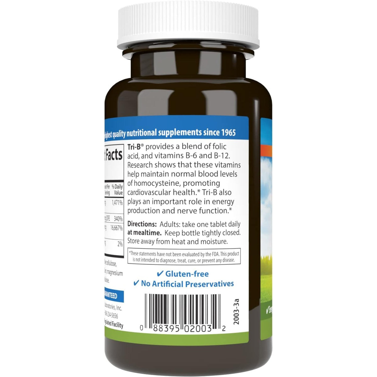Carlson Labs Tri-B Vitaminas B6, B12 y Ácido Fólico 360 Tabletas