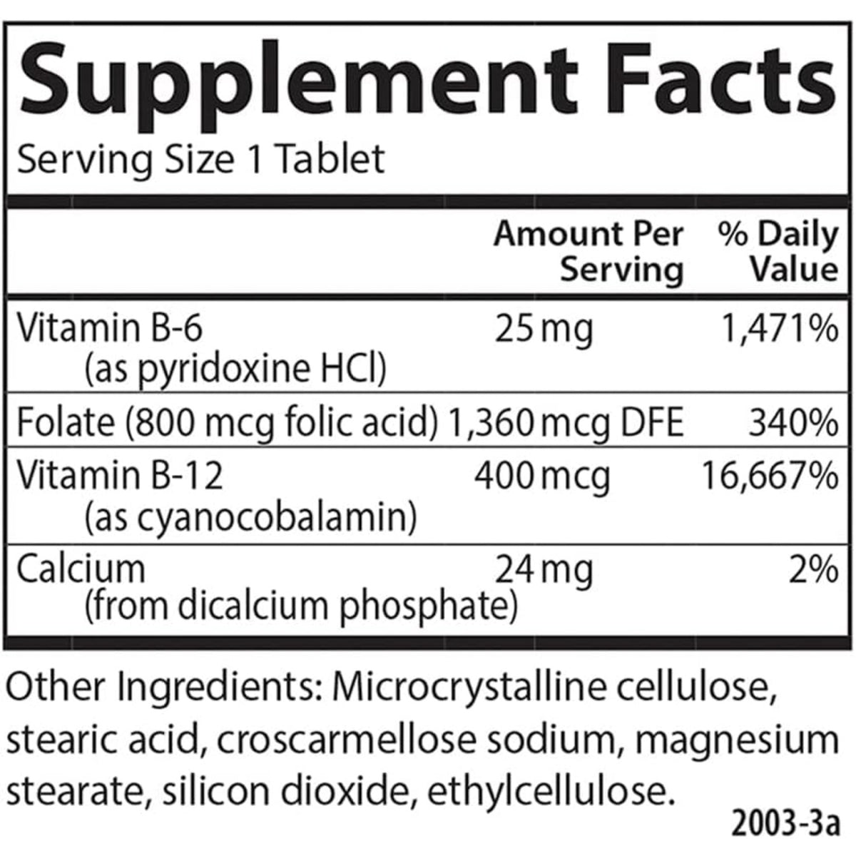Carlson Labs Tri-B Vitaminas B6, B12 y Ácido Fólico 360 Tabletas