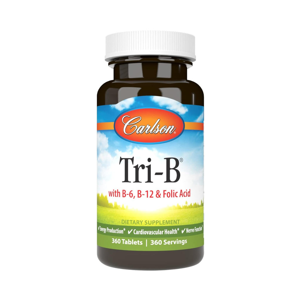 Carlson Labs Tri-B Vitaminas B6, B12 y Ácido Fólico 360 Tabletas