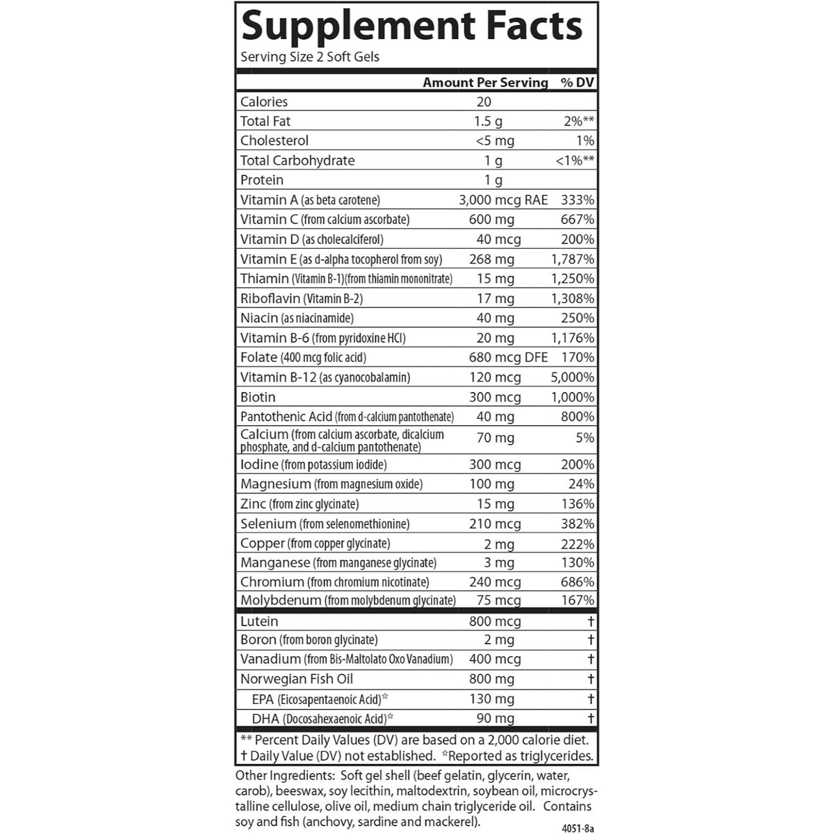 Carlson Labs Super 2 Daily Multivitamínico sin Hierro 120 Cápsulas Blandas