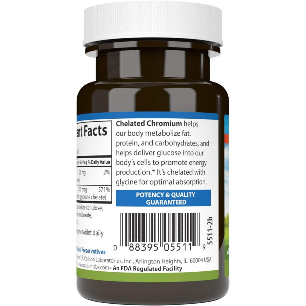 Carlson Labs Cromo Quelado 200 mcg 100 Tabletas