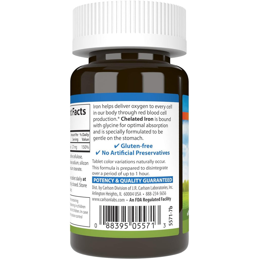 Carlson Labs Hierro Quelado 27 mg 100 Tabletas