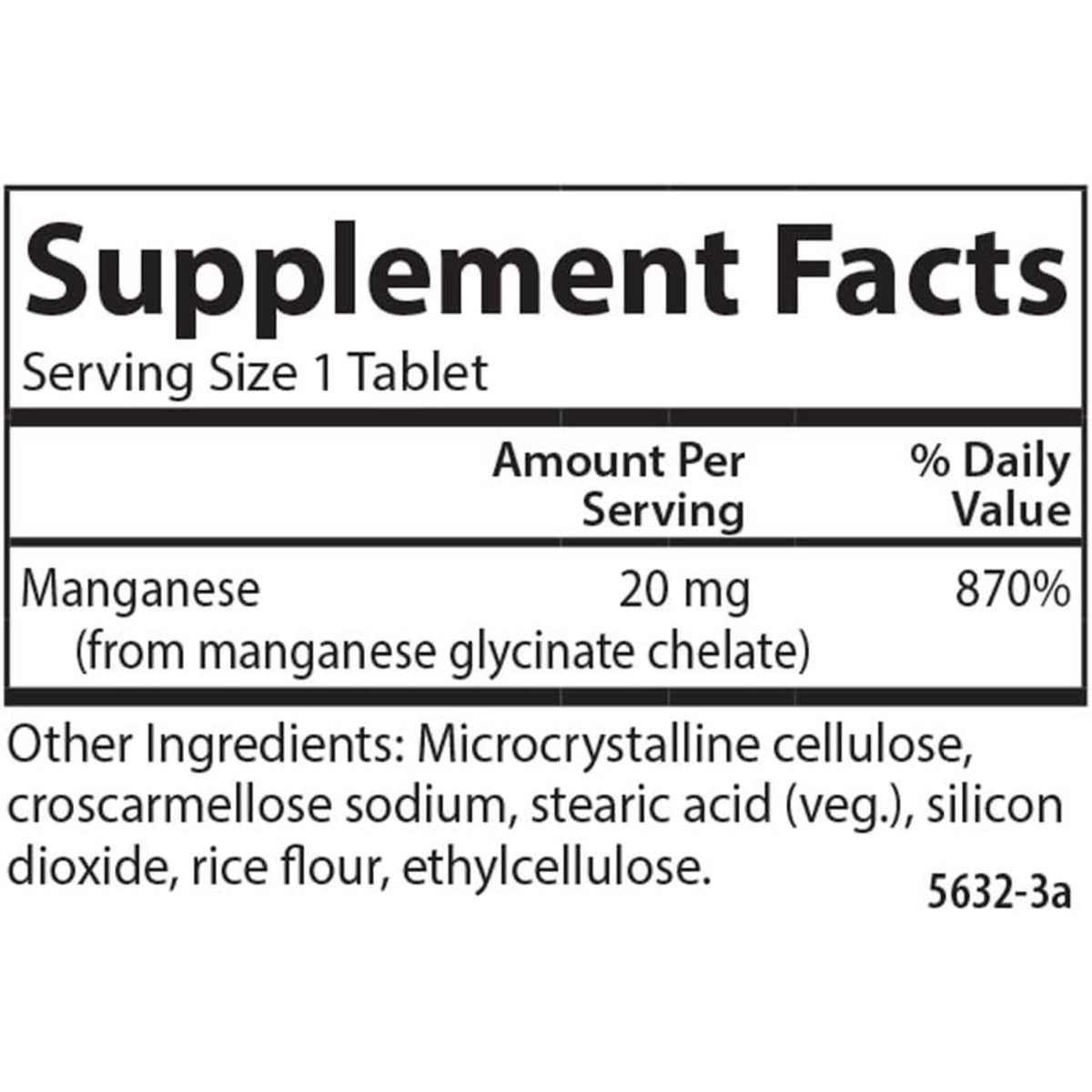 Carlson Labs Manganeso Quelado 20 mg 250 Tabletas