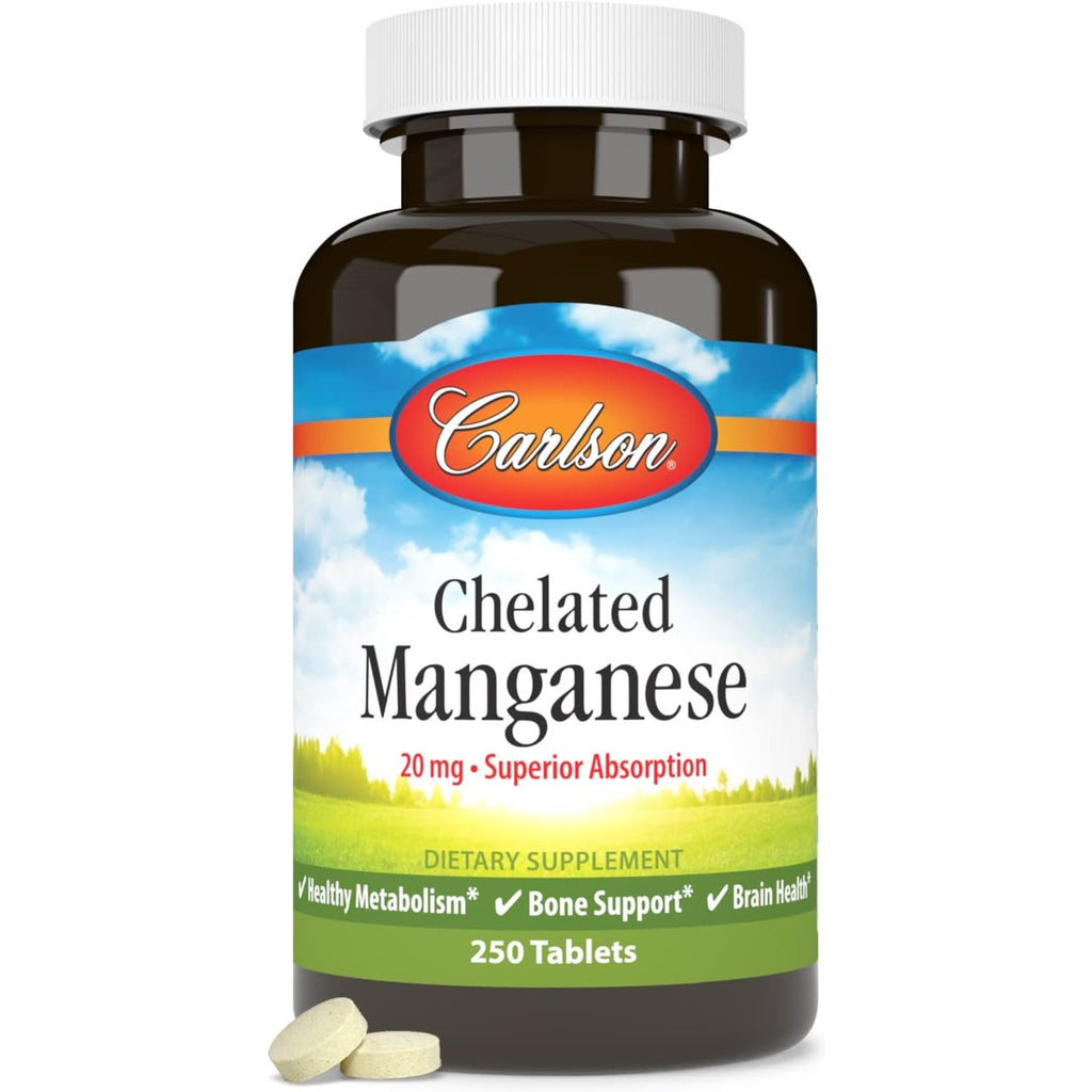 Carlson Labs Manganeso Quelado 20 mg 250 Tabletas