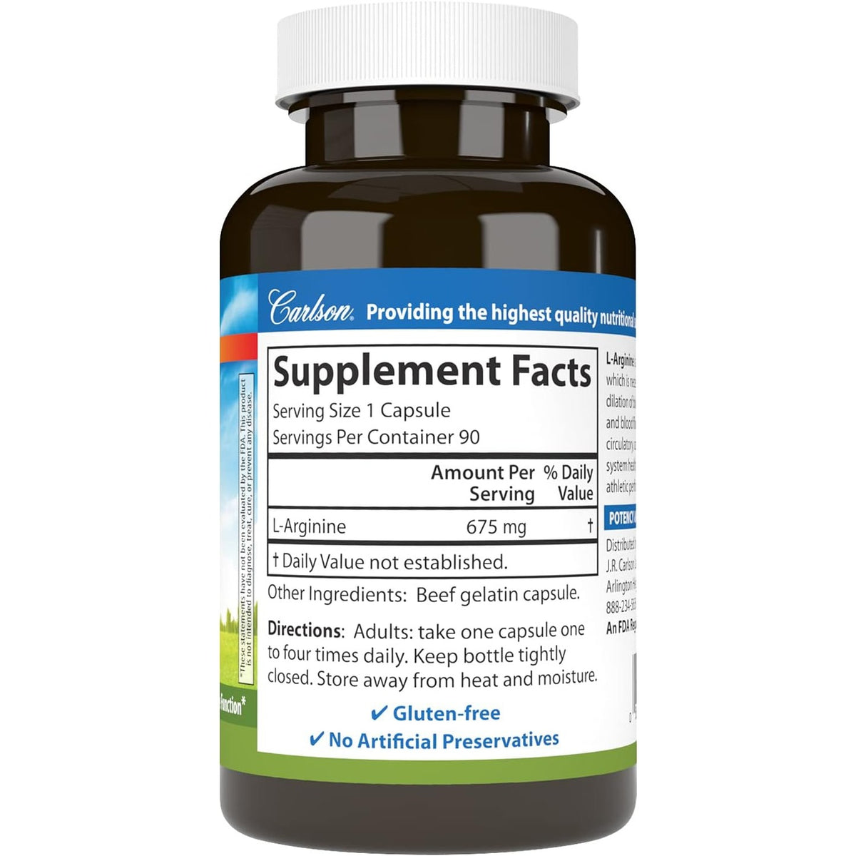 Carlson Labs L-arginina 1350 Mg 90 Cápsulas