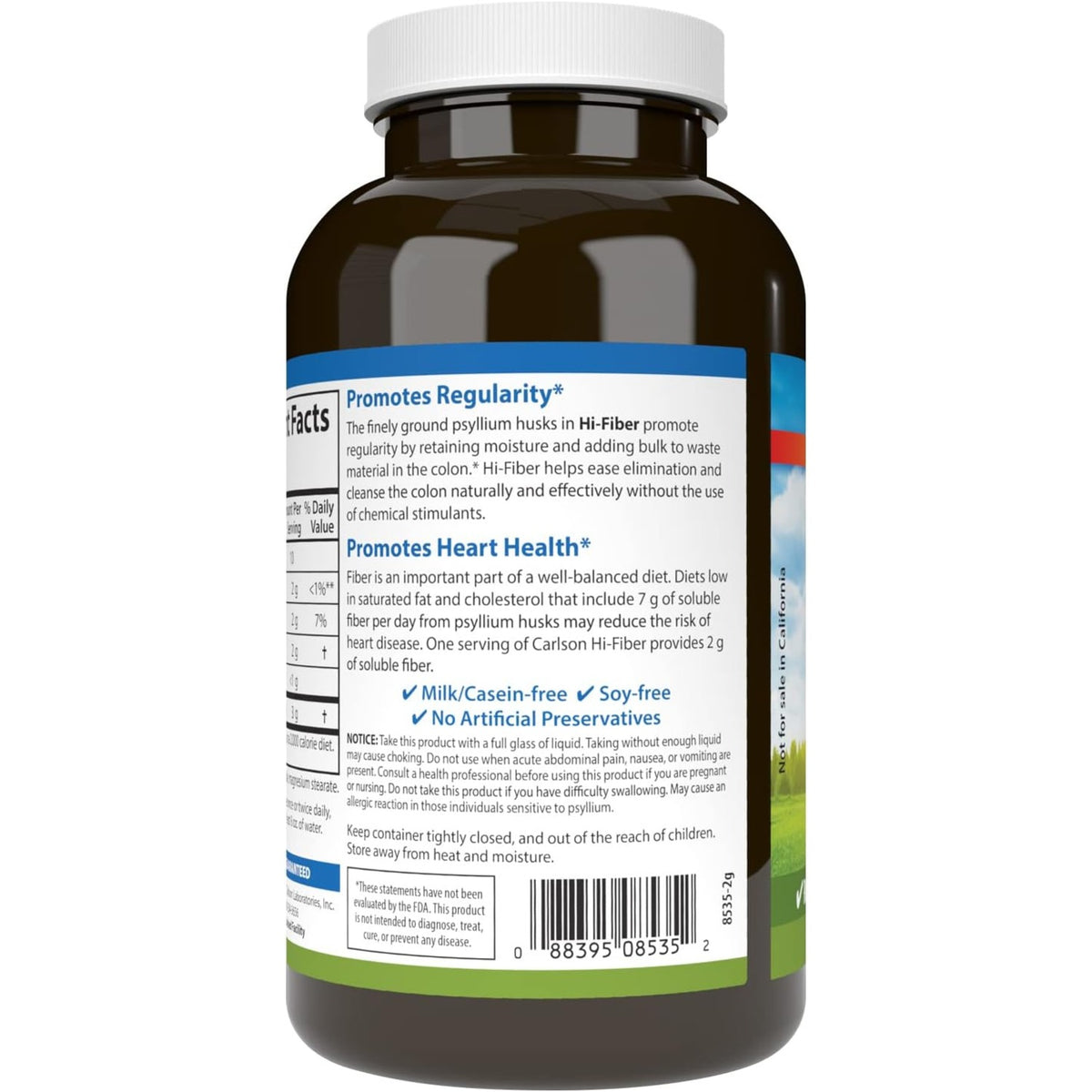 Carlson Labs Hi-Fiber Cáscara de Psyllium 300 Cápsulas