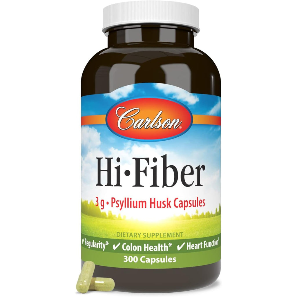 Carlson Labs Hi-Fiber Cáscara de Psyllium 300 Cápsulas