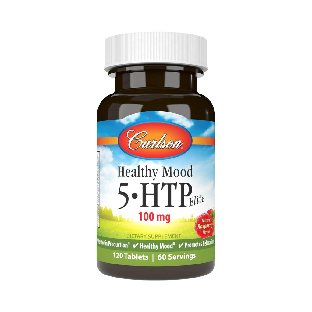 Carlson Labs Healthy Mood 5-HTP Elite 100 mg 120 Tabletas Masticables Sabor Frambuesa