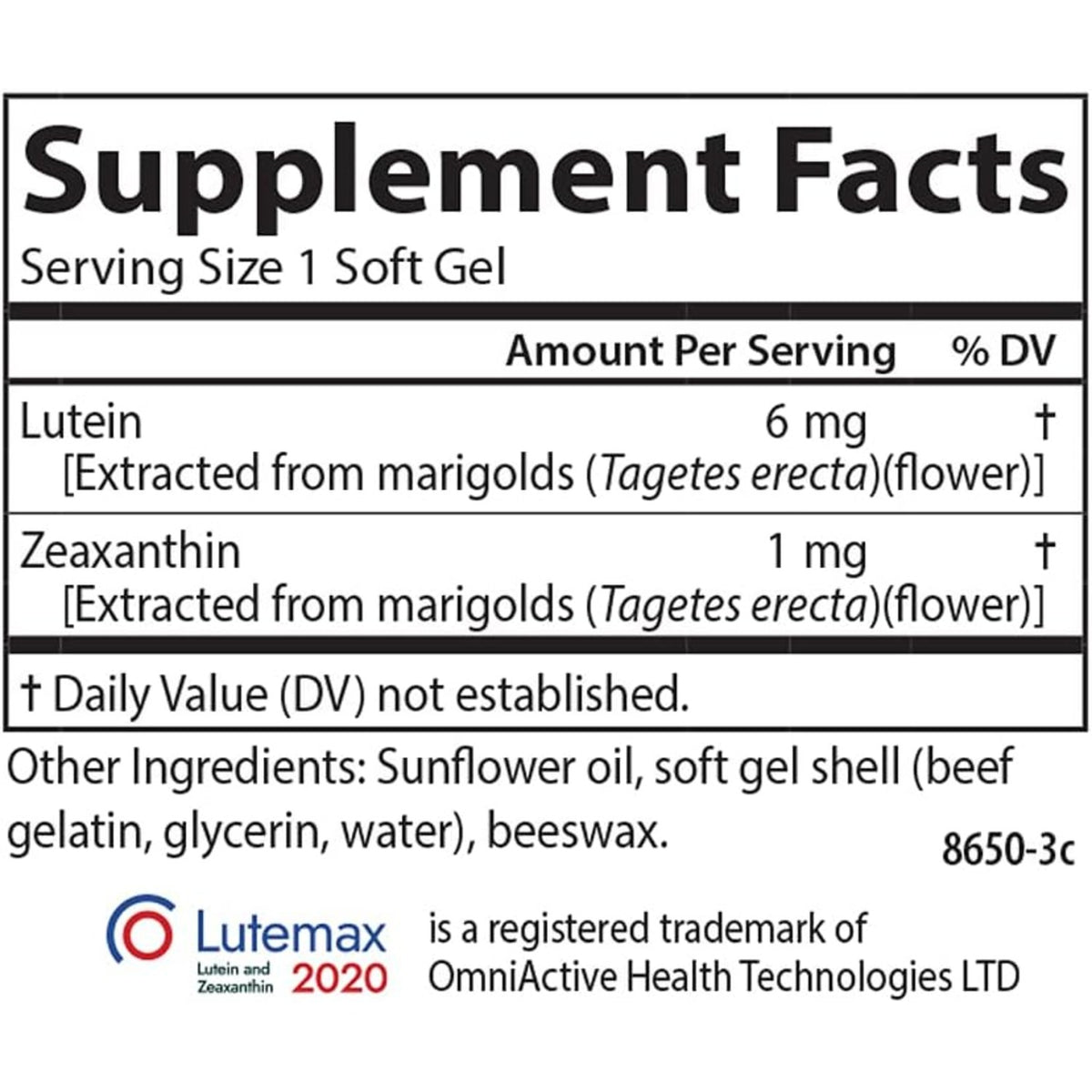 Carlson Labs Luteína 6 mg + Zeaxantina 60 Cápsulas Blandas
