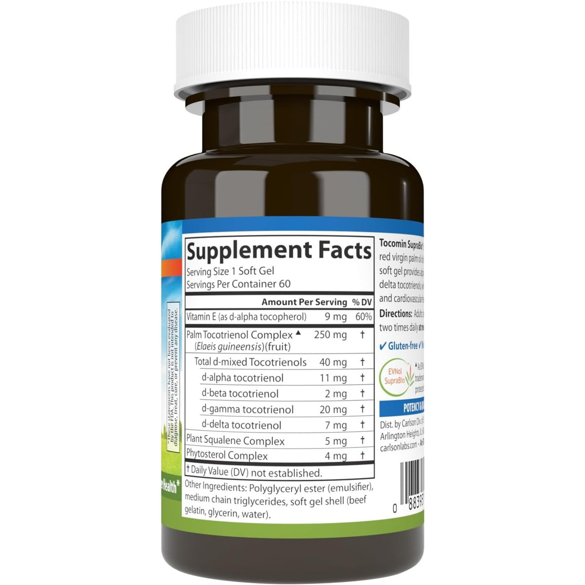 Carlson Labs Tocomin SupraBio 250 mg 60 Cápsulas Blandas
