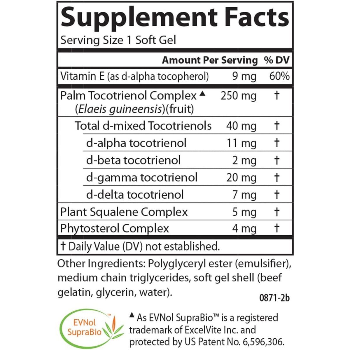 Carlson Labs Tocomin SupraBio 250 mg 60 Cápsulas Blandas