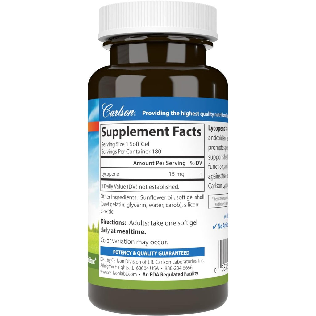 Carlson Labs Licopeno 15 mg 180 Cápsulas Blandas