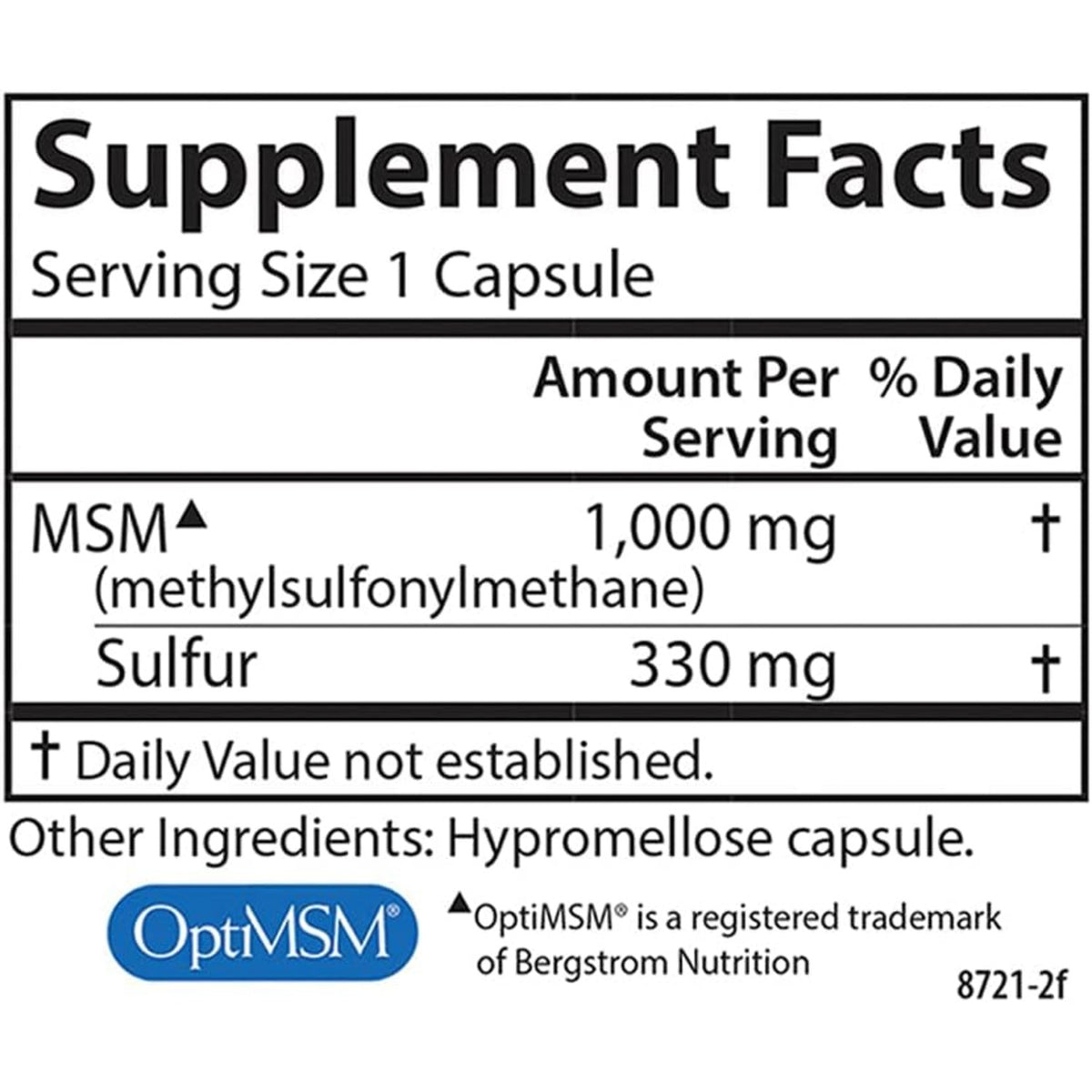 Carlson Labs MSM Azufre 1000 mg 90 Cápsulas Vegetales