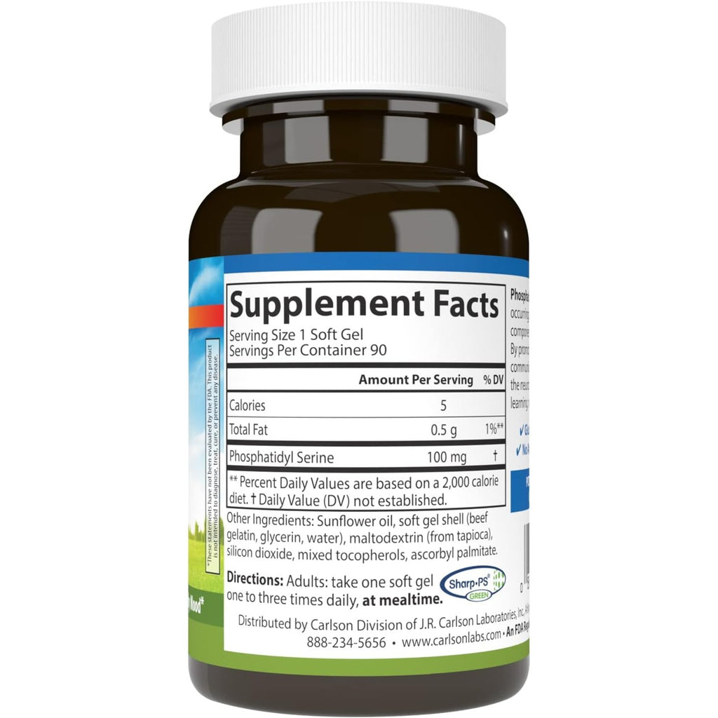 Carlson Labs Fosfatidilserina 100 mg 90 Cápsulas Blandas