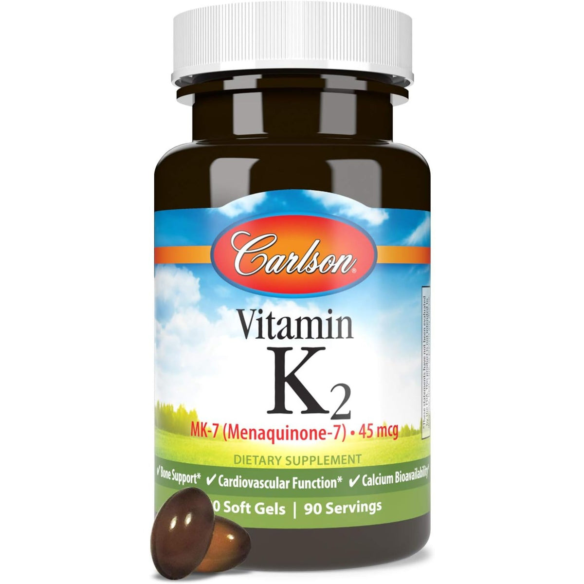 Carlson Labs Vitamina K2 MK-7 45 mcg 90 Cápsulas Blandas
