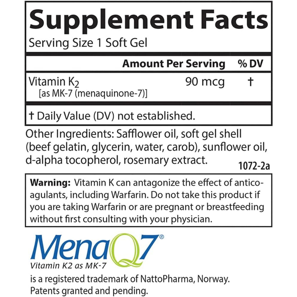 Carlson Labs Vitamina K2 MK-7 90 mcg 120 Cápsulas Blandas