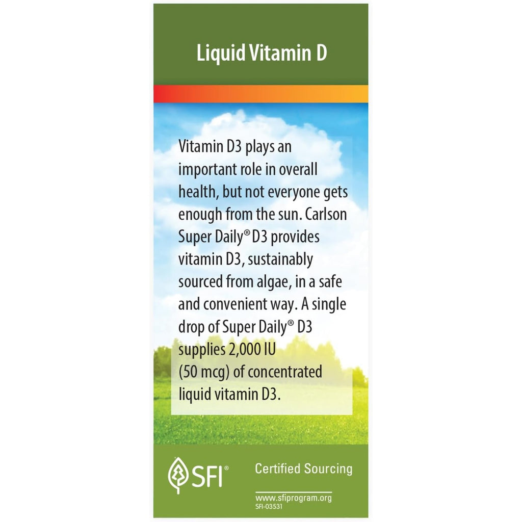 Carlson Labs Super Daily D3 de Origen Vegetal 2000 UI 90 Gotas 2.54 ml