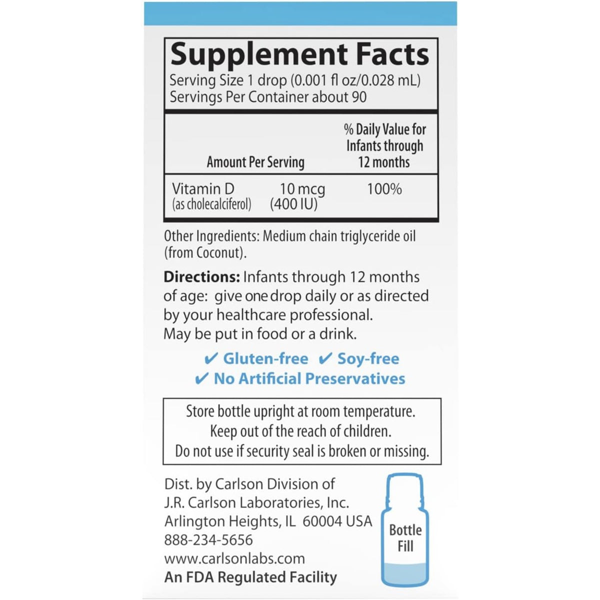 Carlson Labs Baby Super Daily D3 400 UI 2.54 ml Gotas