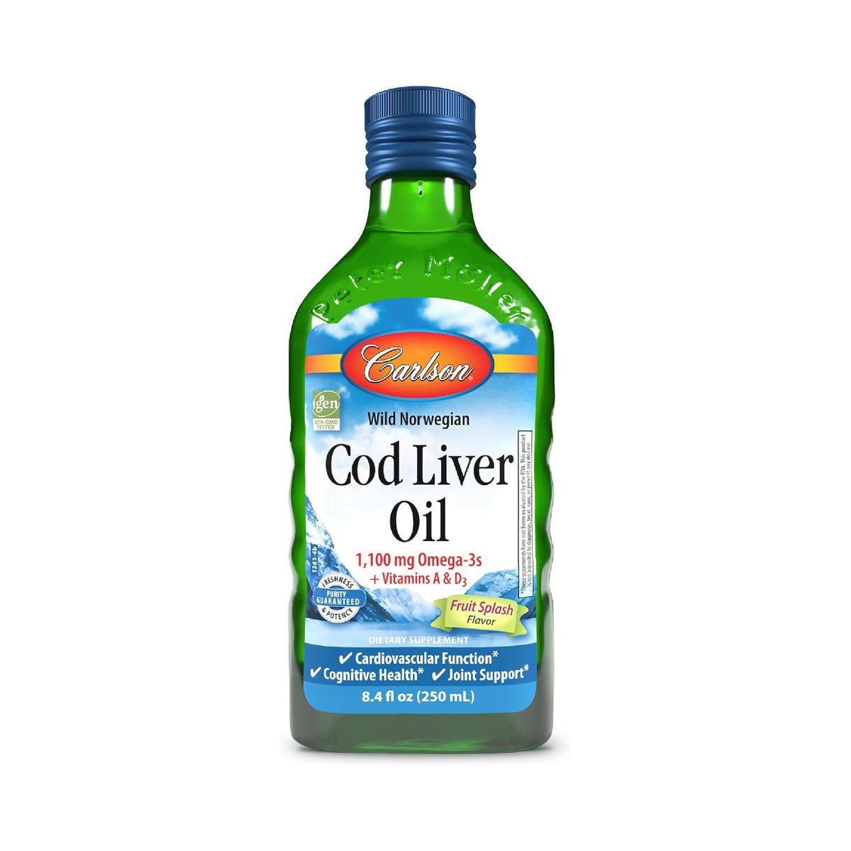 Carlson Labs Aceite de Hígado de Bacalao Noruego Omega-3 con Vitaminas A y D3 250 ml Sabor Fruta