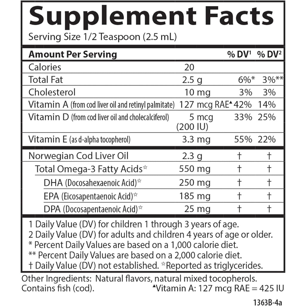 Carlson Labs Kids Aceite de Hígado de Bacalao Omega-3 550 mg 250 ml Sabor Chicle