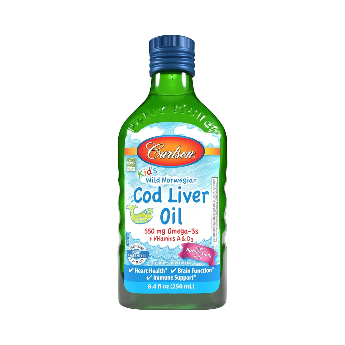 Carlson Labs Kids Aceite de Hígado de Bacalao Omega-3 550 mg 250 ml Sabor Chicle