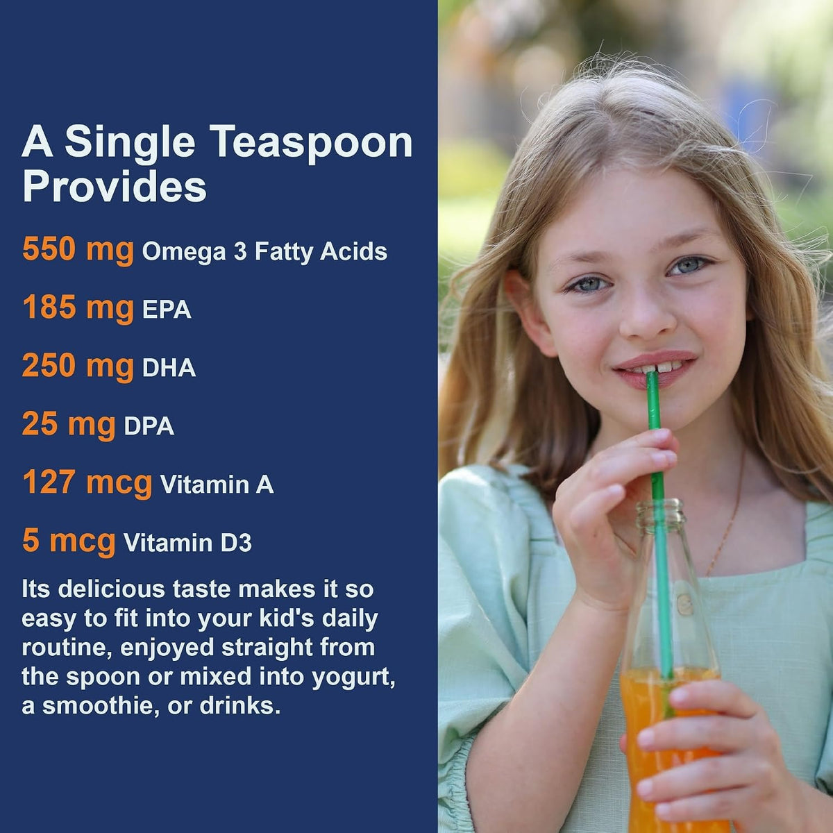 Carlson Labs Kids Aceite de Hígado de Bacalao Omega-3 550 mg 250 ml Sabor Manzana Verde