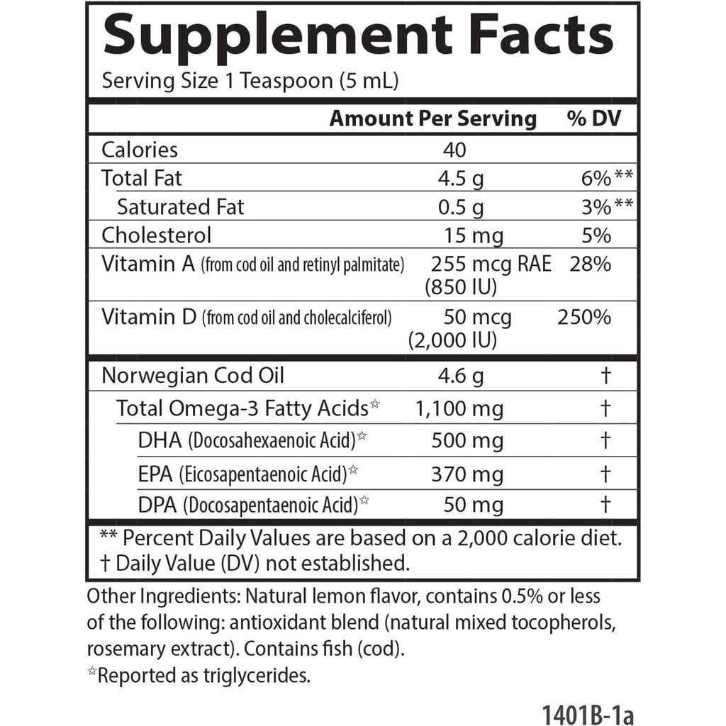 Carlson Labs Super D Omega-3 2000 UI 1100 mg 200 ml Sabor Limón
