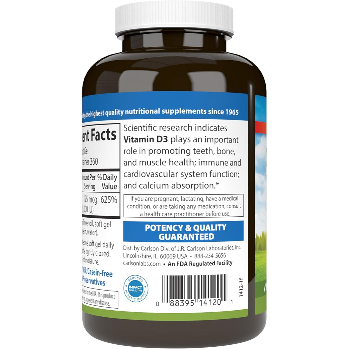 Carlson Labs Vitamina D3 5000 UI 360 Cápsulas Blandas