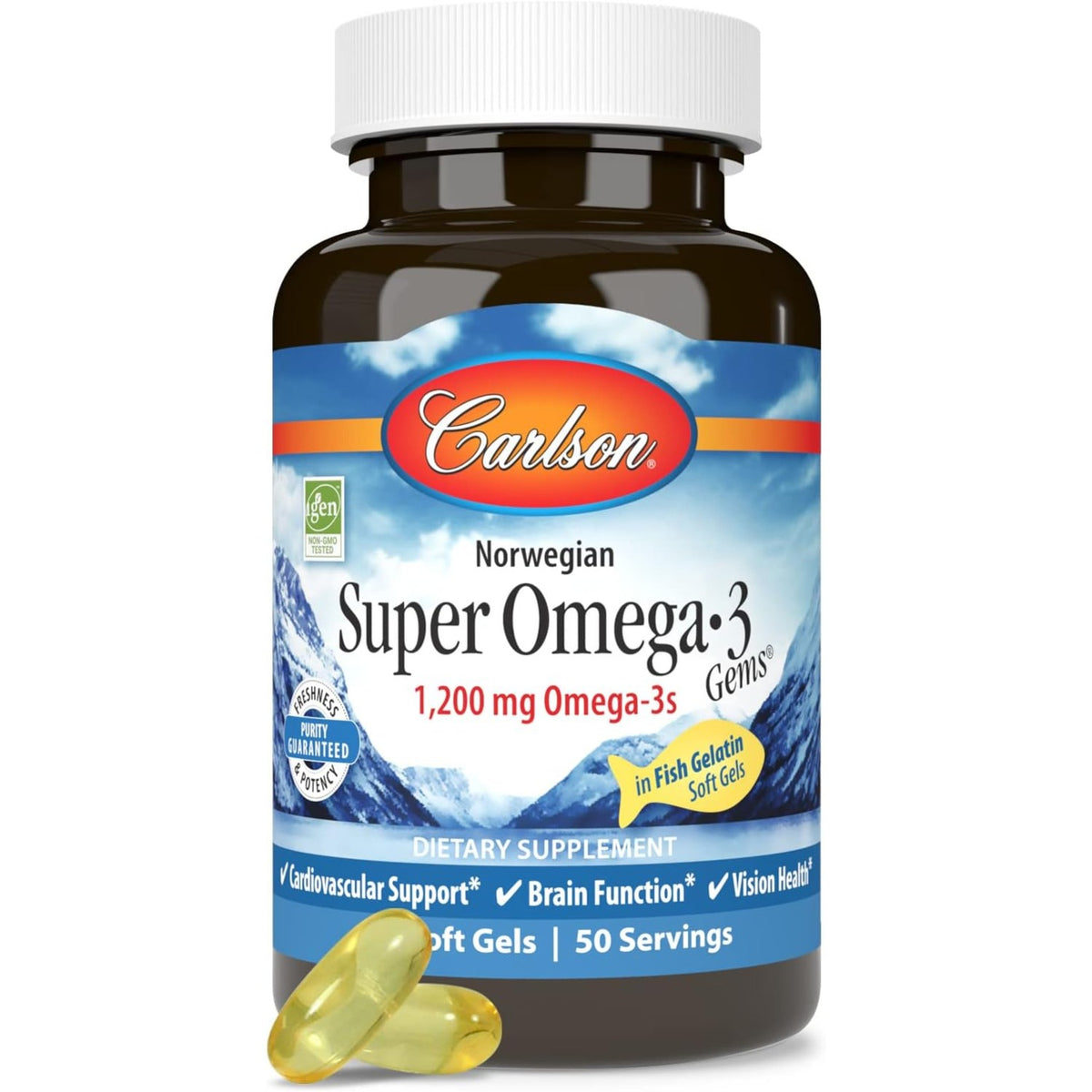 Carlson Labs Super Omega-3 Gems 1200 mg 100 Cápsulas Blandas