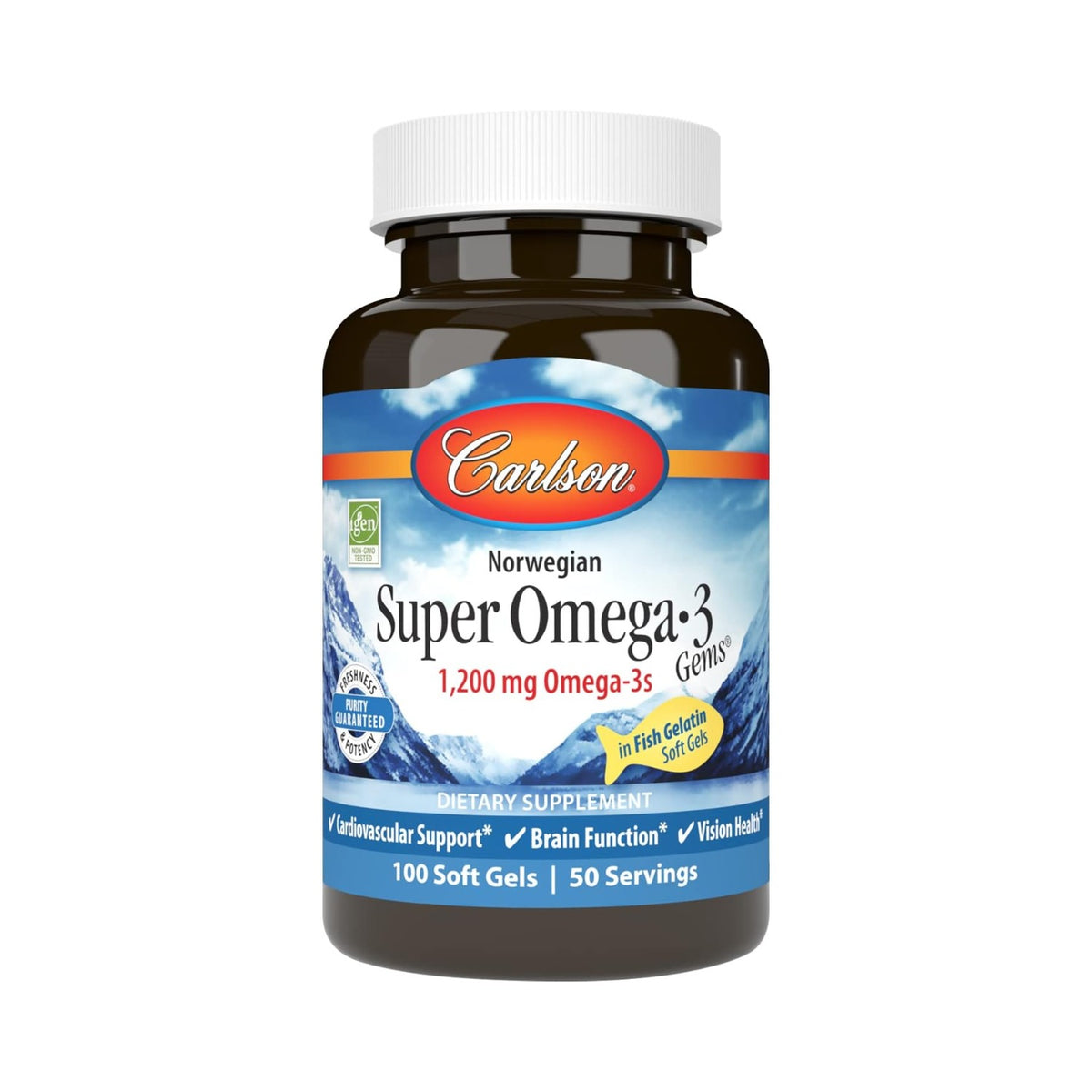 Carlson Labs Super Omega-3 Gems 1200 mg 100 Cápsulas Blandas